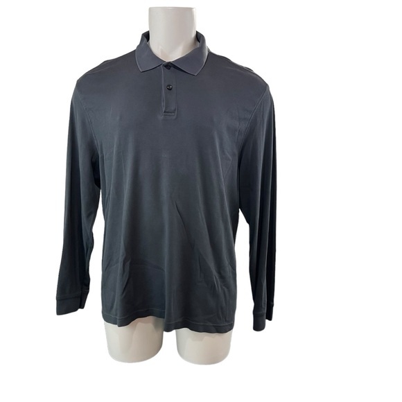 Tasso Elba Polo Shirt Mens XL Grey Long Sleeve Cotton (579) - Picture 1 of 7